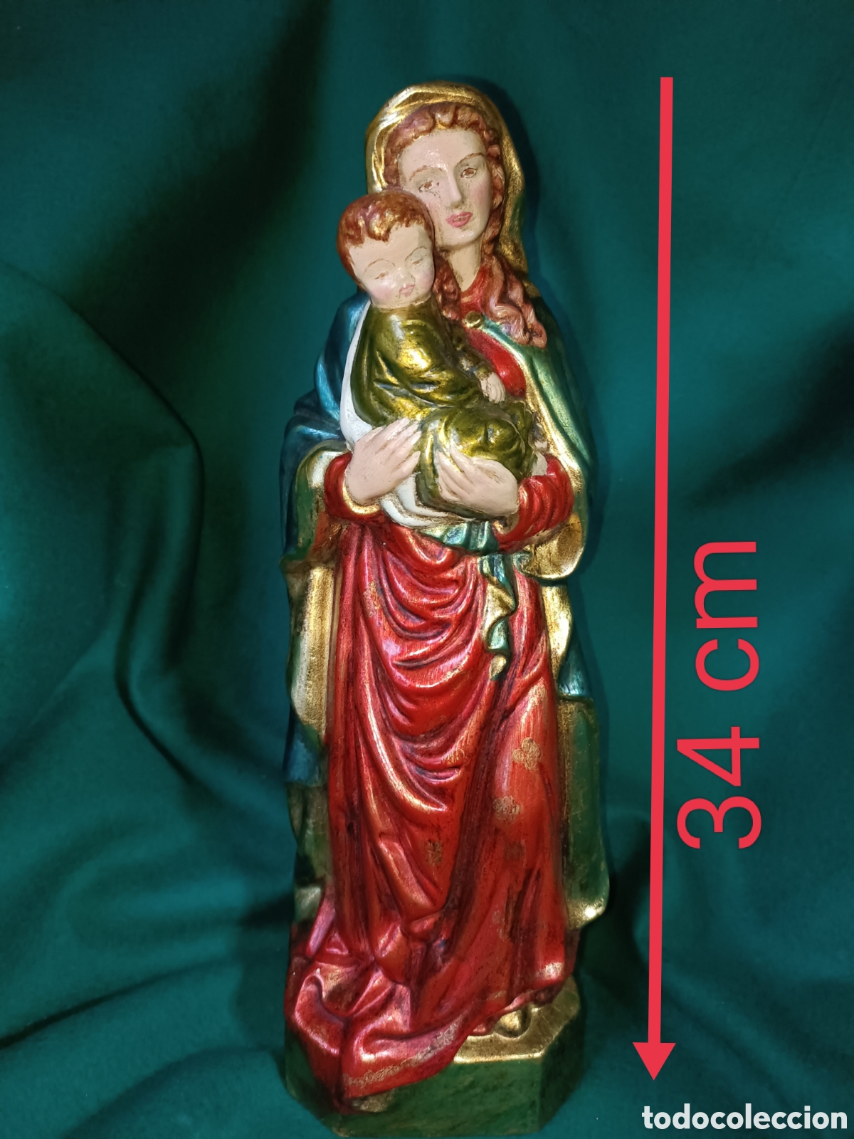 Vintage: Virgen con el ni&ntilde;o, policromada - Foto 4