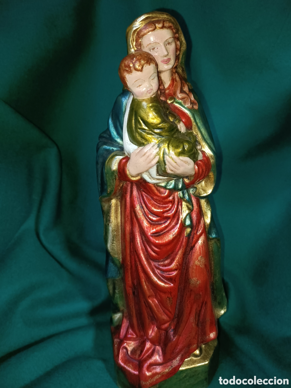 Vintage: Virgen con el ni&ntilde;o, policromada - Foto 5