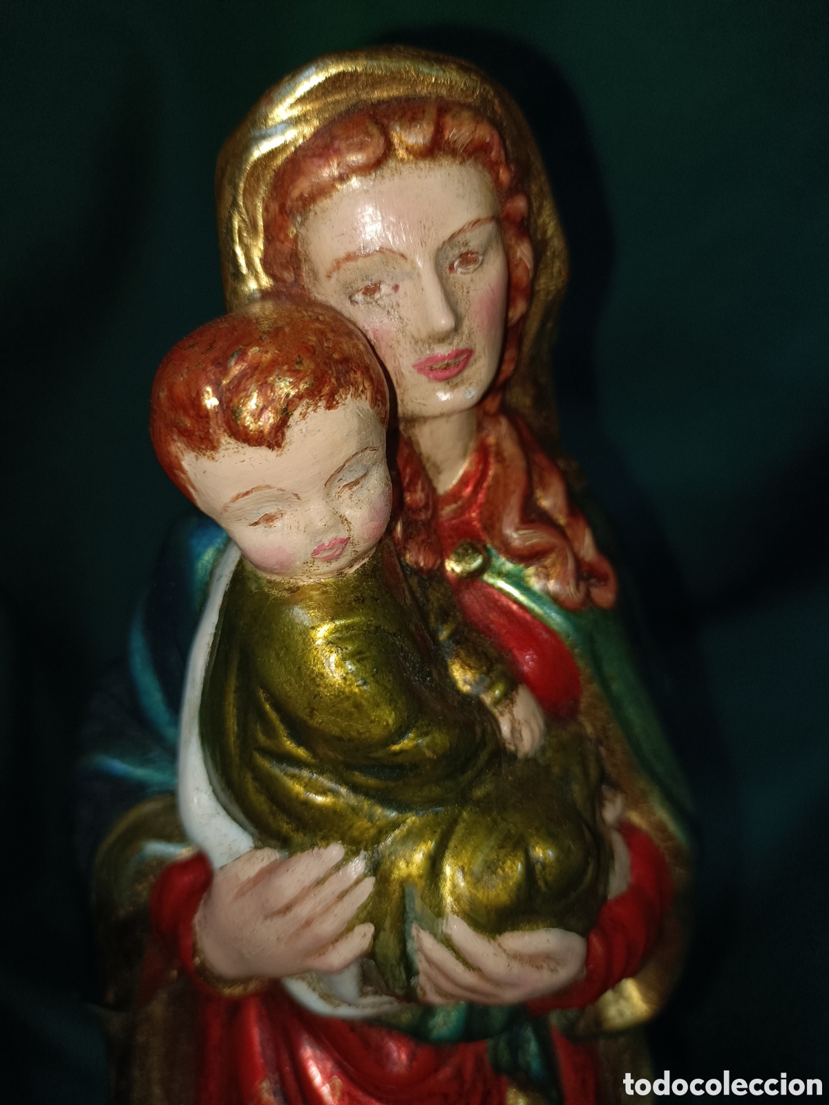Vintage: Virgen con el ni&ntilde;o, policromada - Foto 1