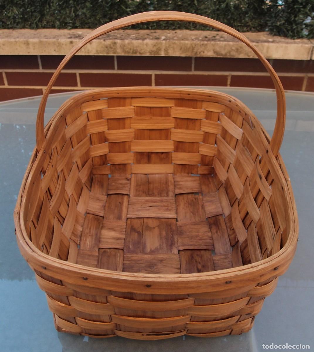 Vintage: Cesta de l&aacute;minas de casta&ntilde;o - Foto 3