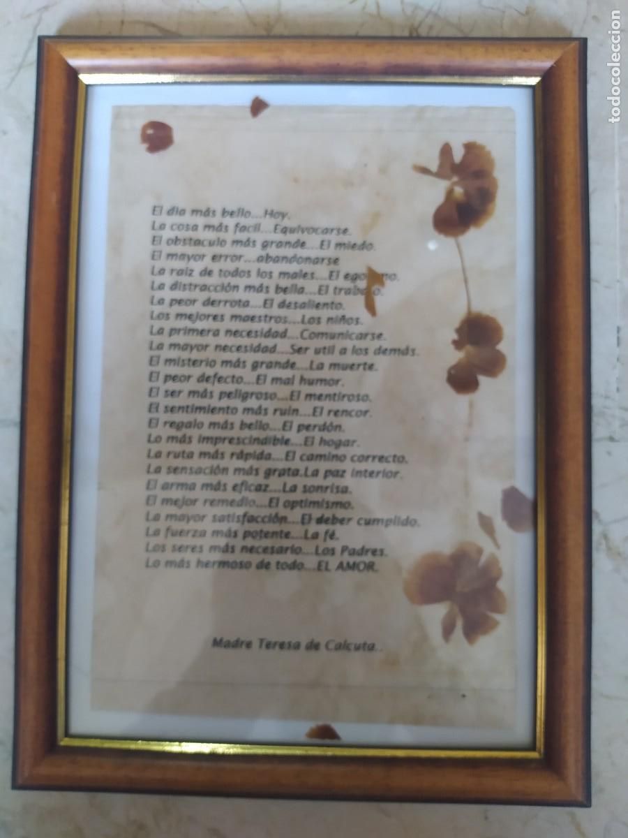 Vintage: CUADRO CON CITAS DE LA MADRE TERESA DE CALCUTA - Foto 4