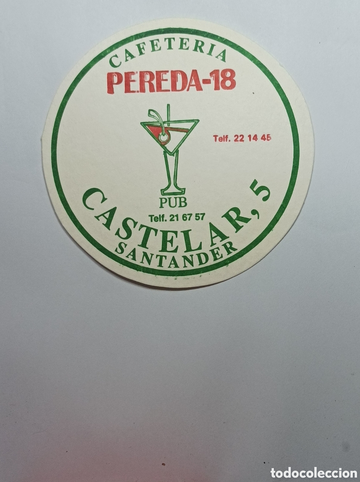 Vintage: PEREDA 18 PUB. SANTANDER. POSAVASOS. - Foto 1