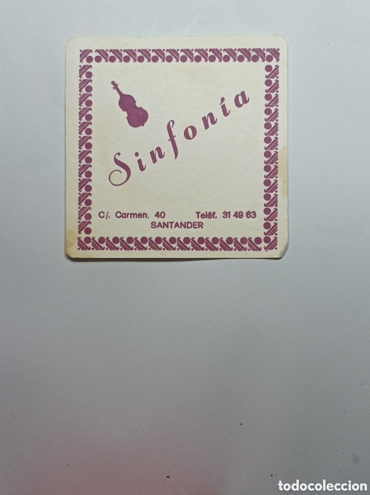 Vintage: SINFON&Iacute;A. SANTANDER. POSAVASOS. - Foto 1