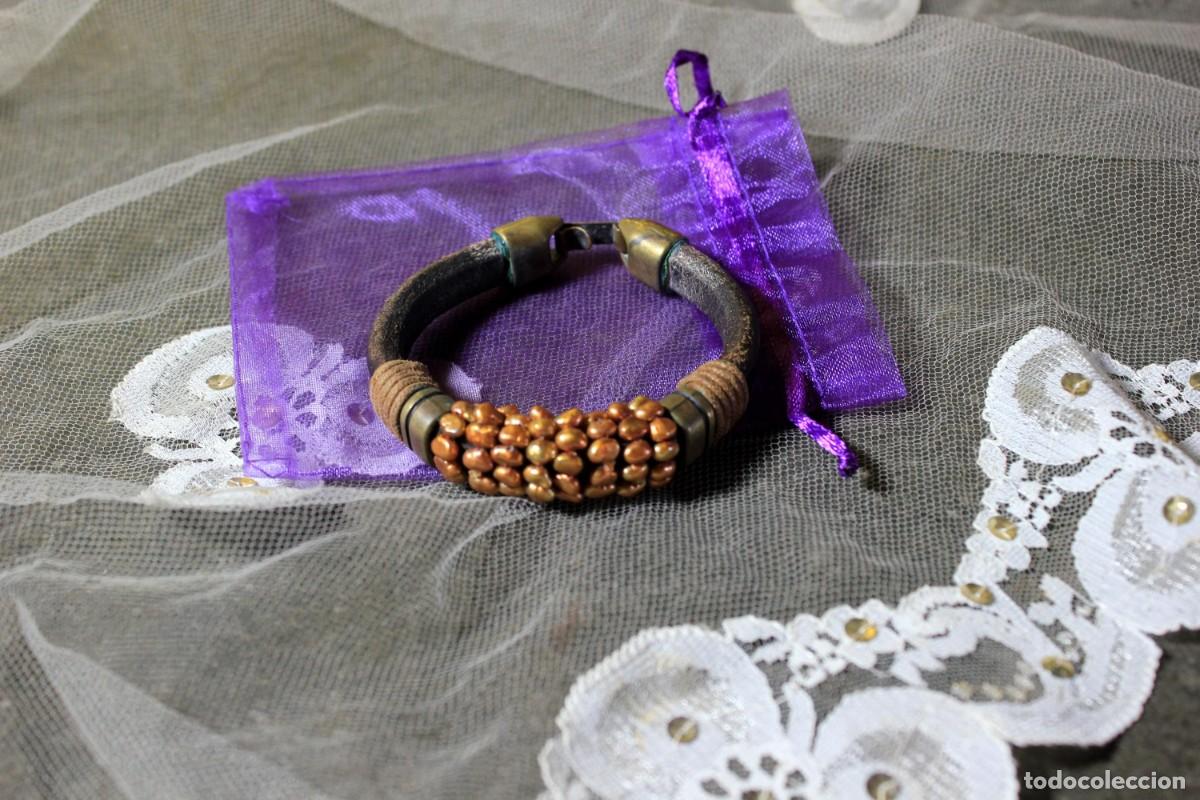 Vintage: Pulsera de Cuero, Pulsera con perlas, Pulsera Boho - Foto 1
