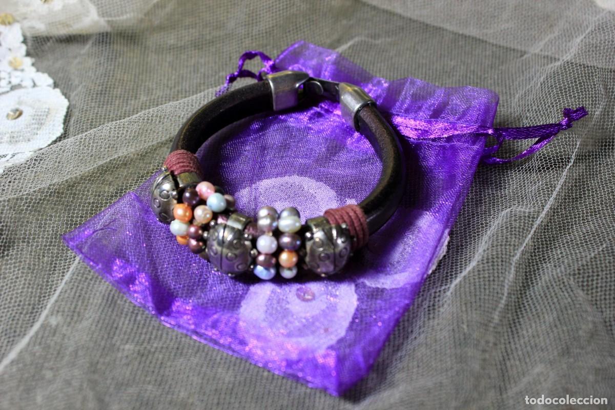 Vintage: Pulsera de Cuero, Pulsera con perlas, Pulsera Boho - Foto 9