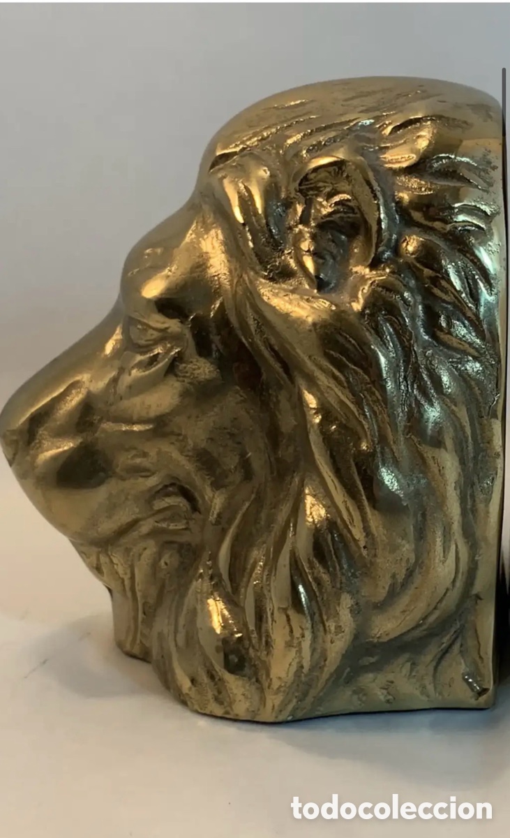 Vintage: Sujeta libros cabeza leon Bronce - Foto 3