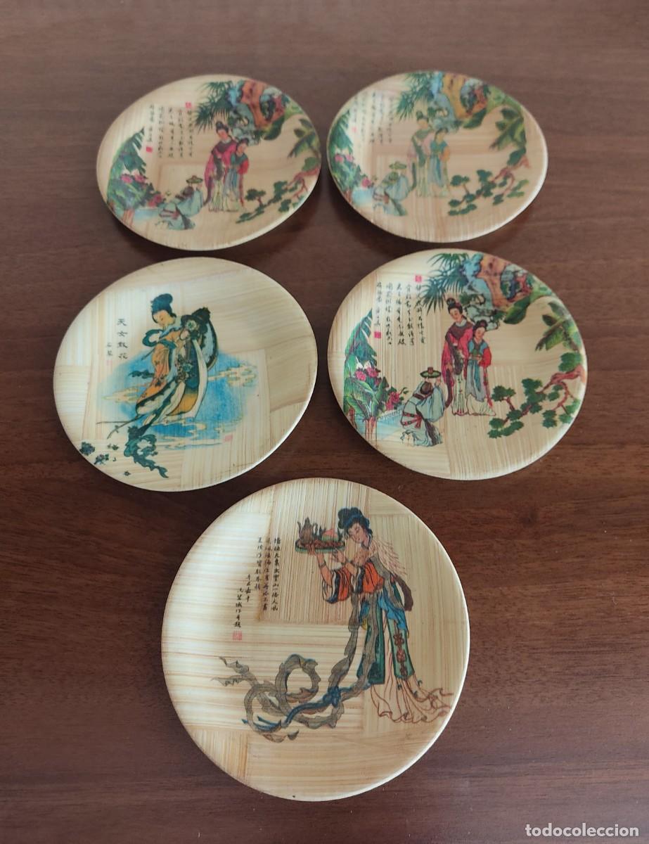 Vintage: 6 platos de bamb&uacute; a&ntilde;os 60 - Foto 1