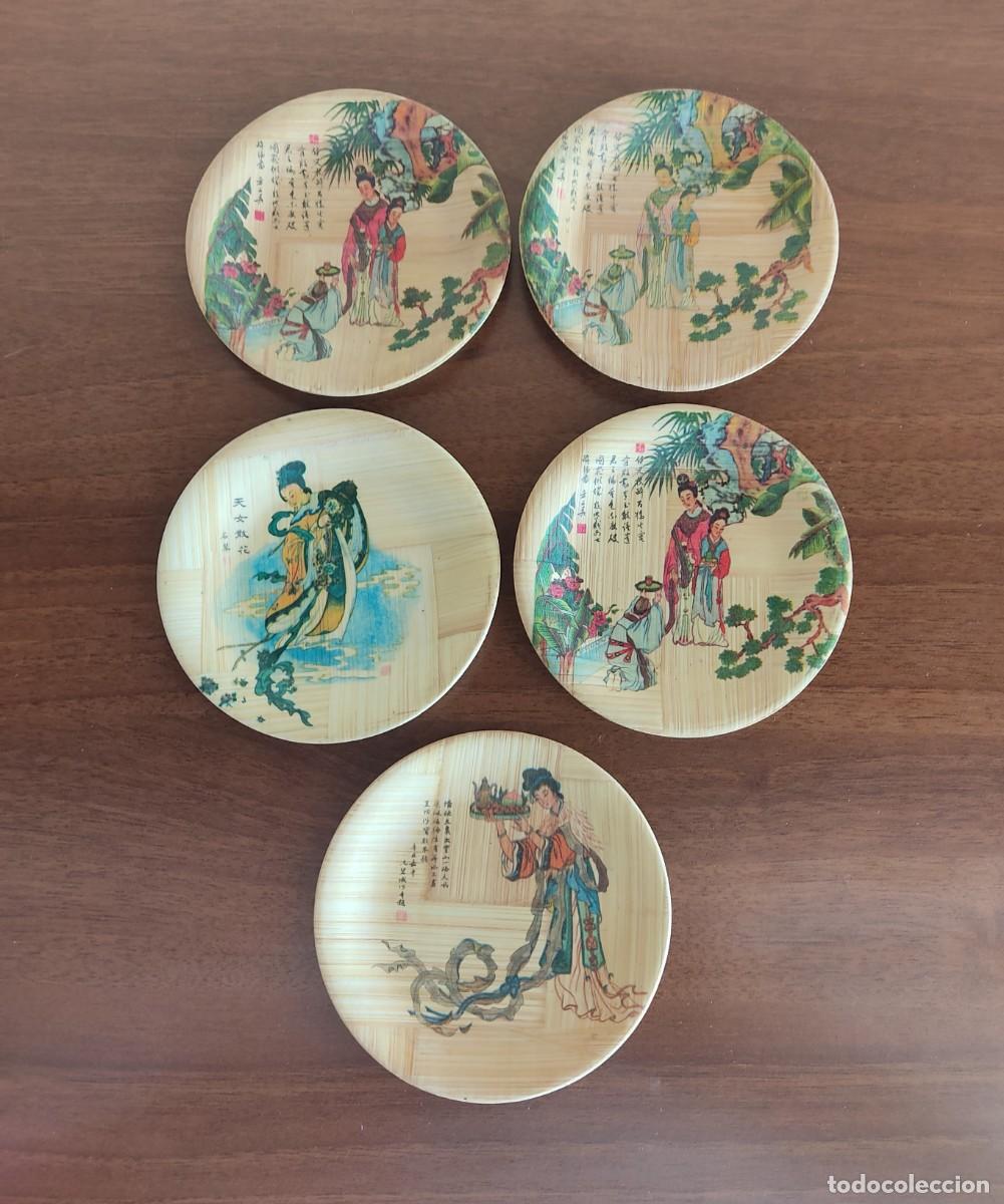 Vintage: 6 platos de bamb&uacute; a&ntilde;os 60 - Foto 2