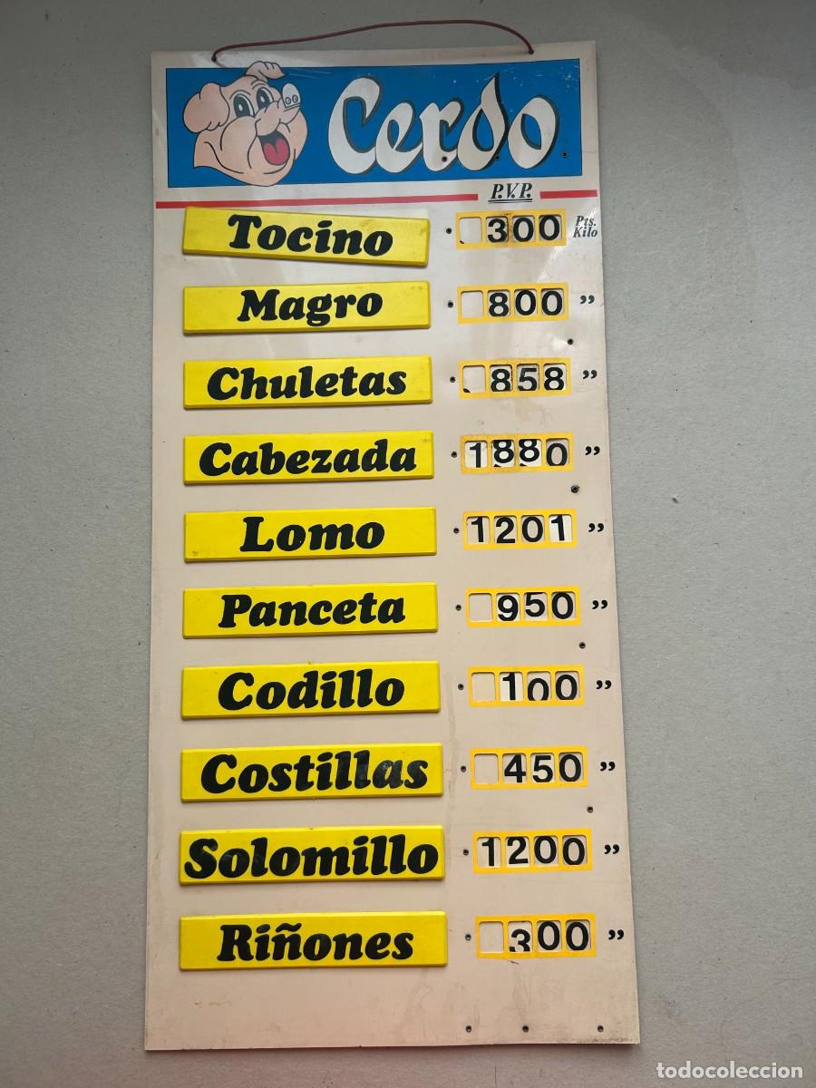 Vintage: Expositor precios &ndash; display carnicer&iacute;a : Cerdo - Foto 1