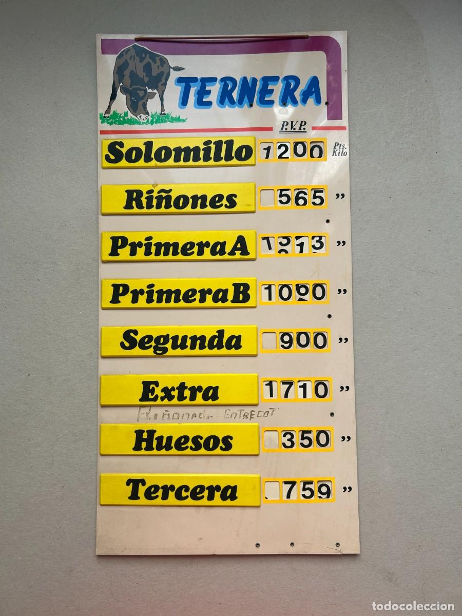 Vintage: Expositor precios &ndash; display carnicer&iacute;a : ternera - Foto 1