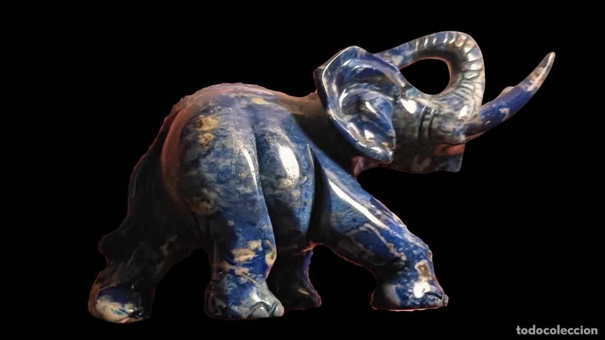 Vintage: FIGURA ELEFANTE TALLADA EN LAPISL&Aacute;ZULI AUT&Eacute;NTICO - PIEDRA SEMIPRECIOSA - VINTAGE A&Ntilde;OS 70/80
