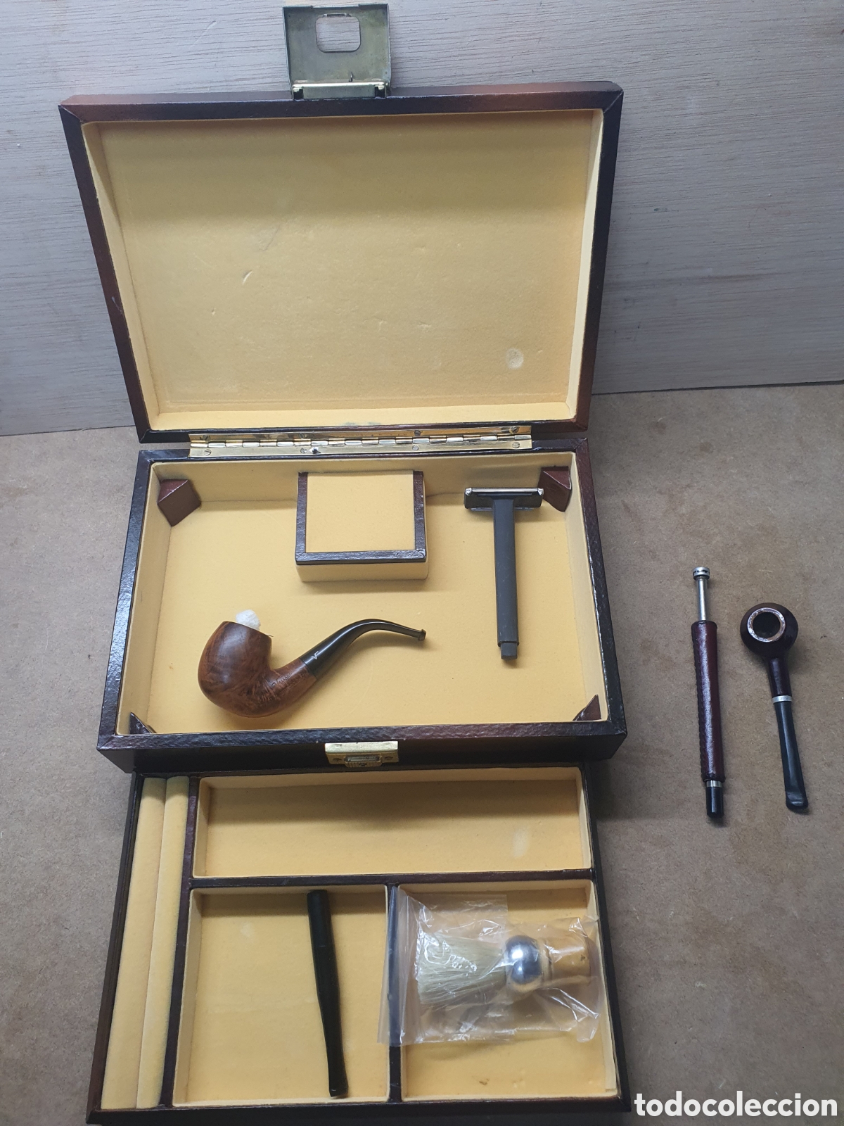 Vintage: Antiguo estuche de pipa y tabado - Foto 1