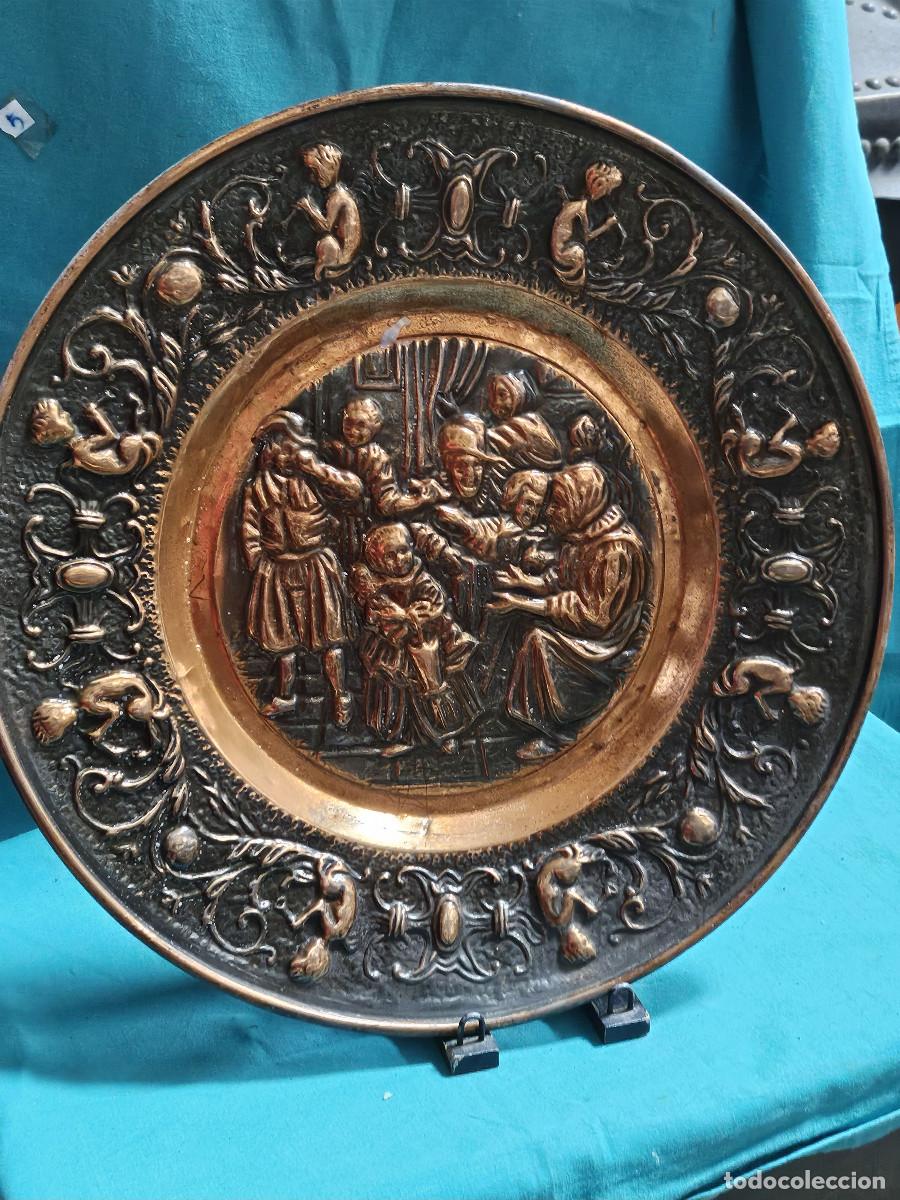 Vintage: plato de cobre antiguo - Foto 1