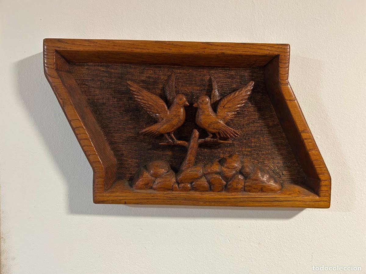 Vintage: Cuadro tallado en madera pajaros con firma - Foto 1