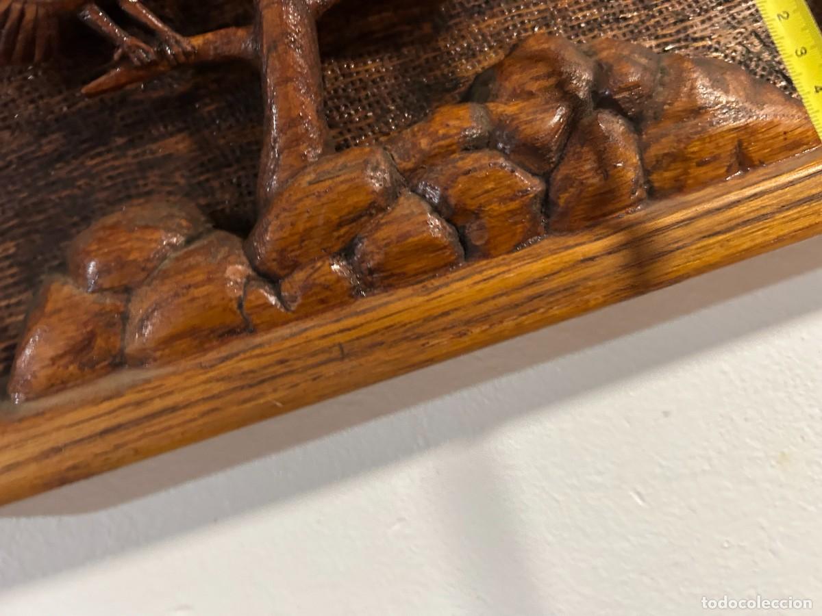 Vintage: Cuadro tallado en madera pajaros con firma - Foto 3