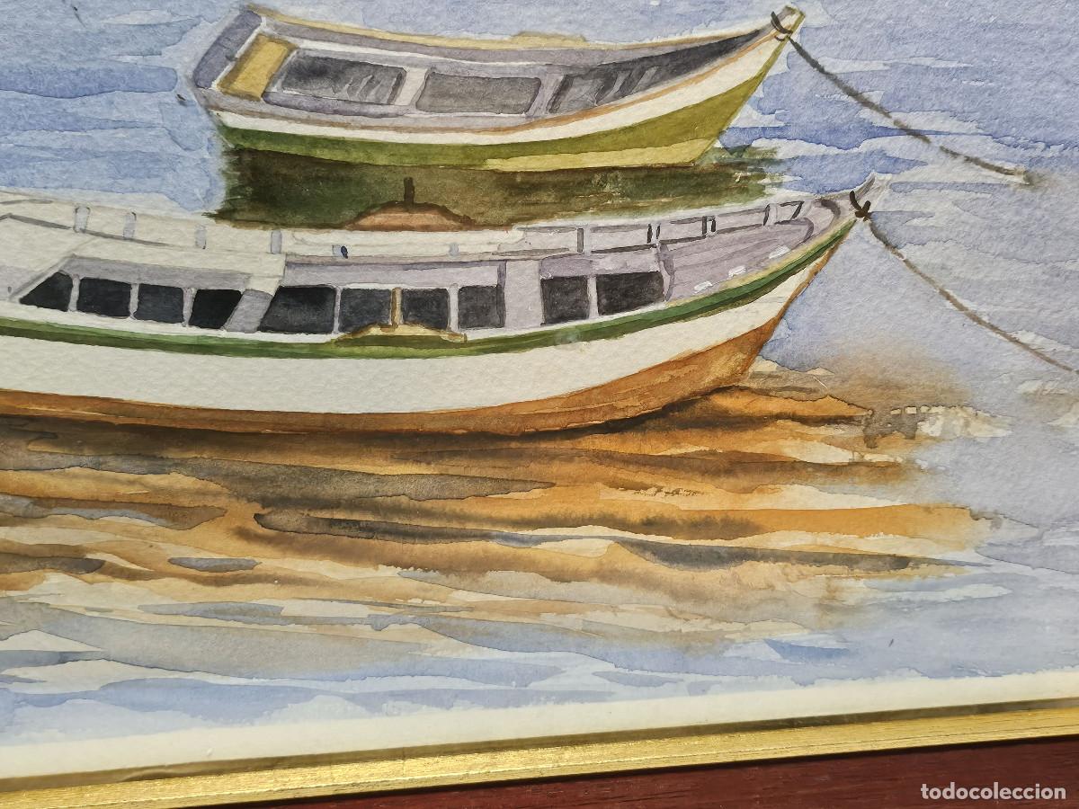 Vintage: cuadro con pintura barcas - Foto 3