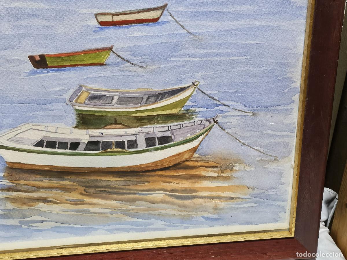 Vintage: cuadro con pintura barcas - Foto 5