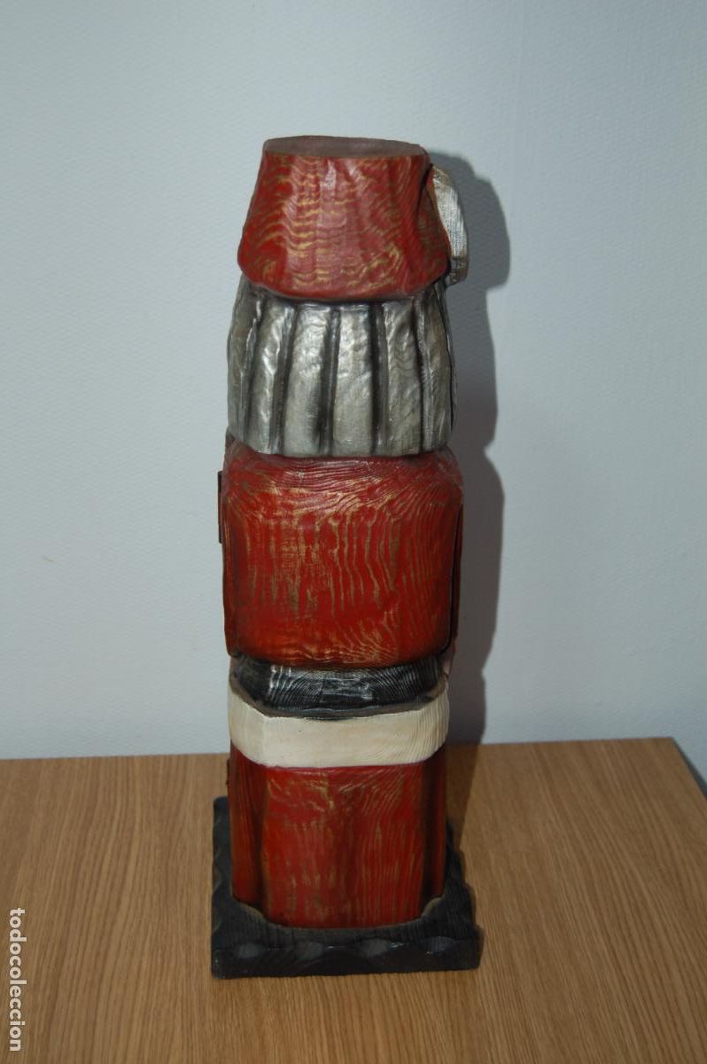 Vintage: ANTIGUO BOTELLERO PAPA NOEL DE MADERA - Foto 4