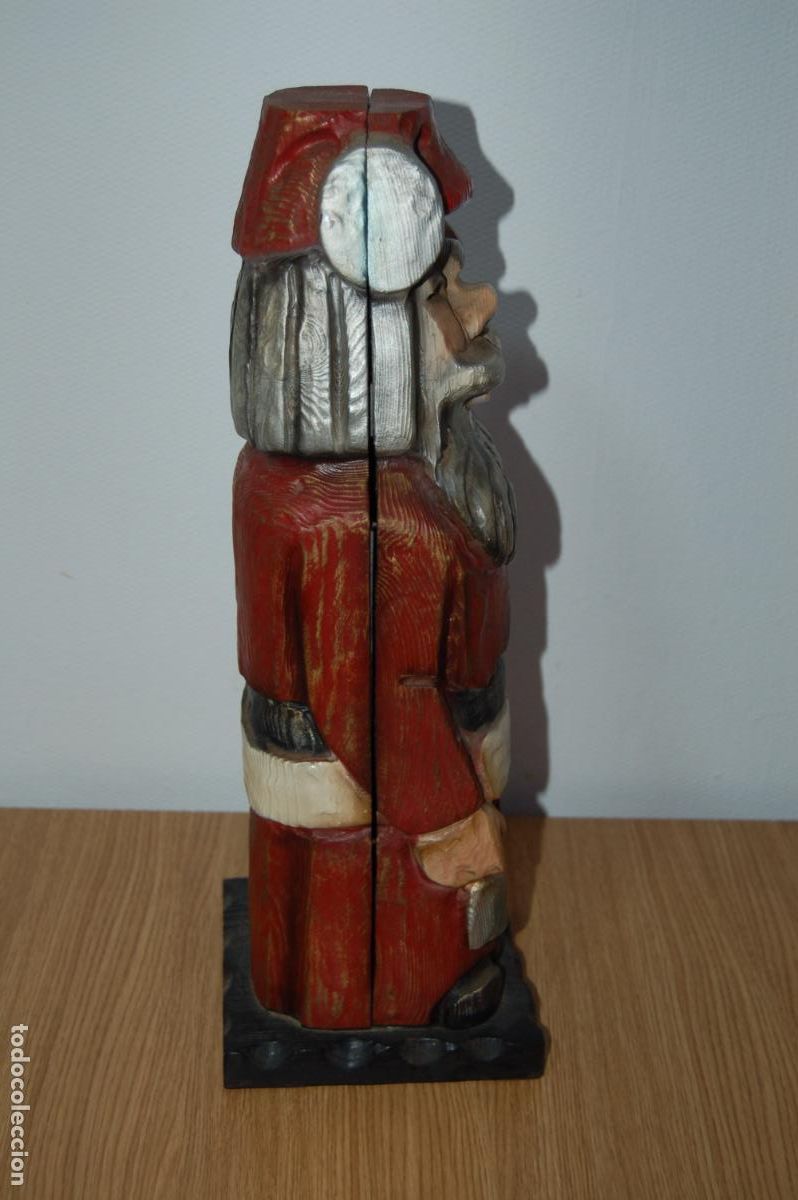 Vintage: ANTIGUO BOTELLERO PAPA NOEL DE MADERA - Foto 6