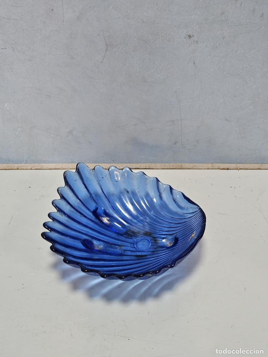 Vintage: jabonera de cristal azul - Foto 1