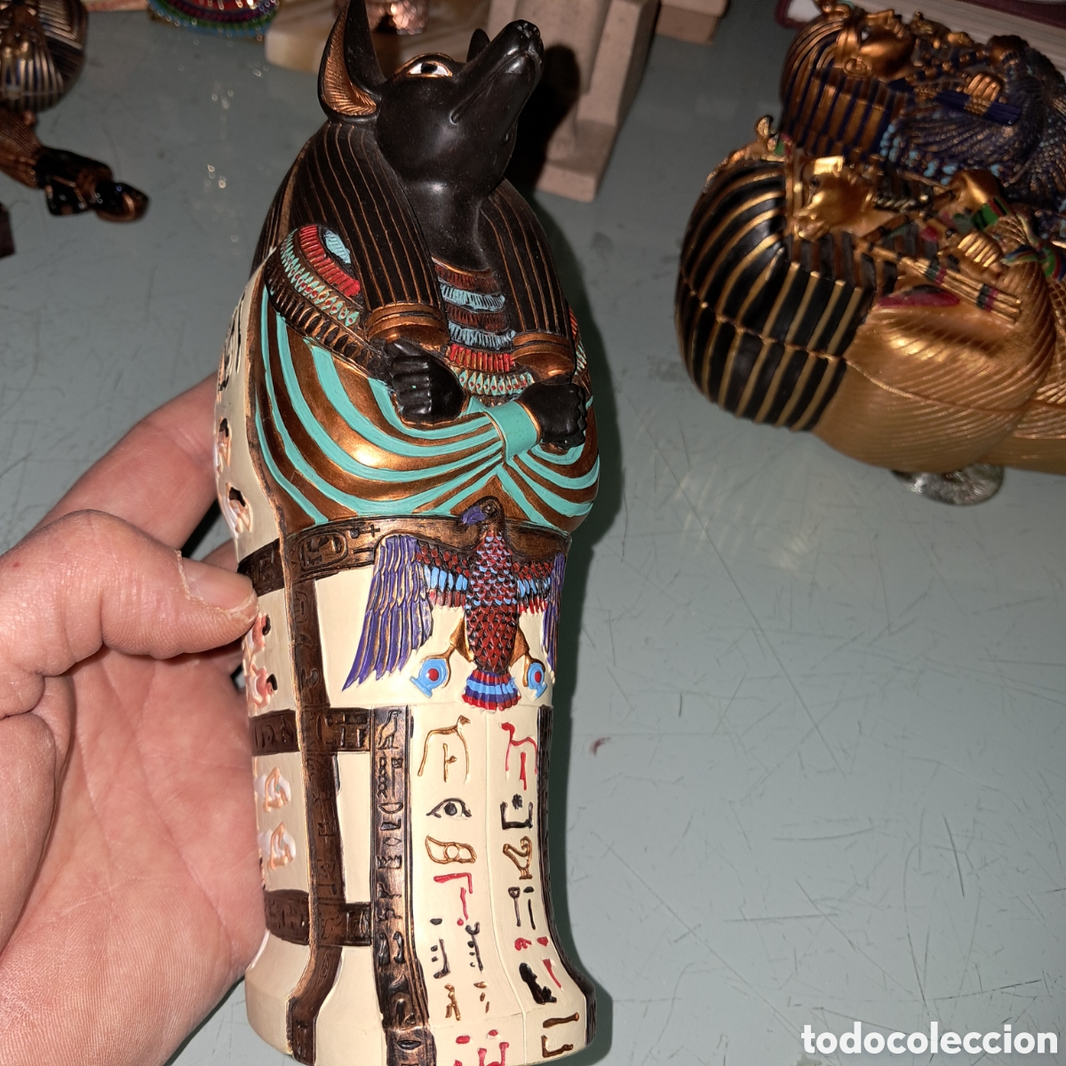 Vintage: Sarc&oacute;fago egipcio Anubis, 20 cm - Foto 2