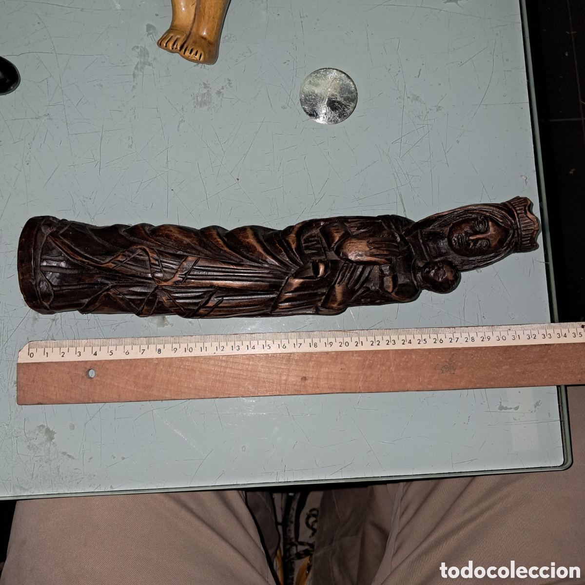 Vintage: Virgen talla de madera, 33 cm - Foto 2