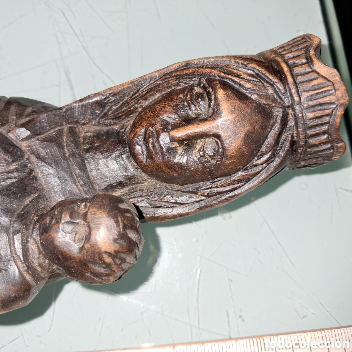 Vintage: Virgen talla de madera, 33 cm - Foto 3