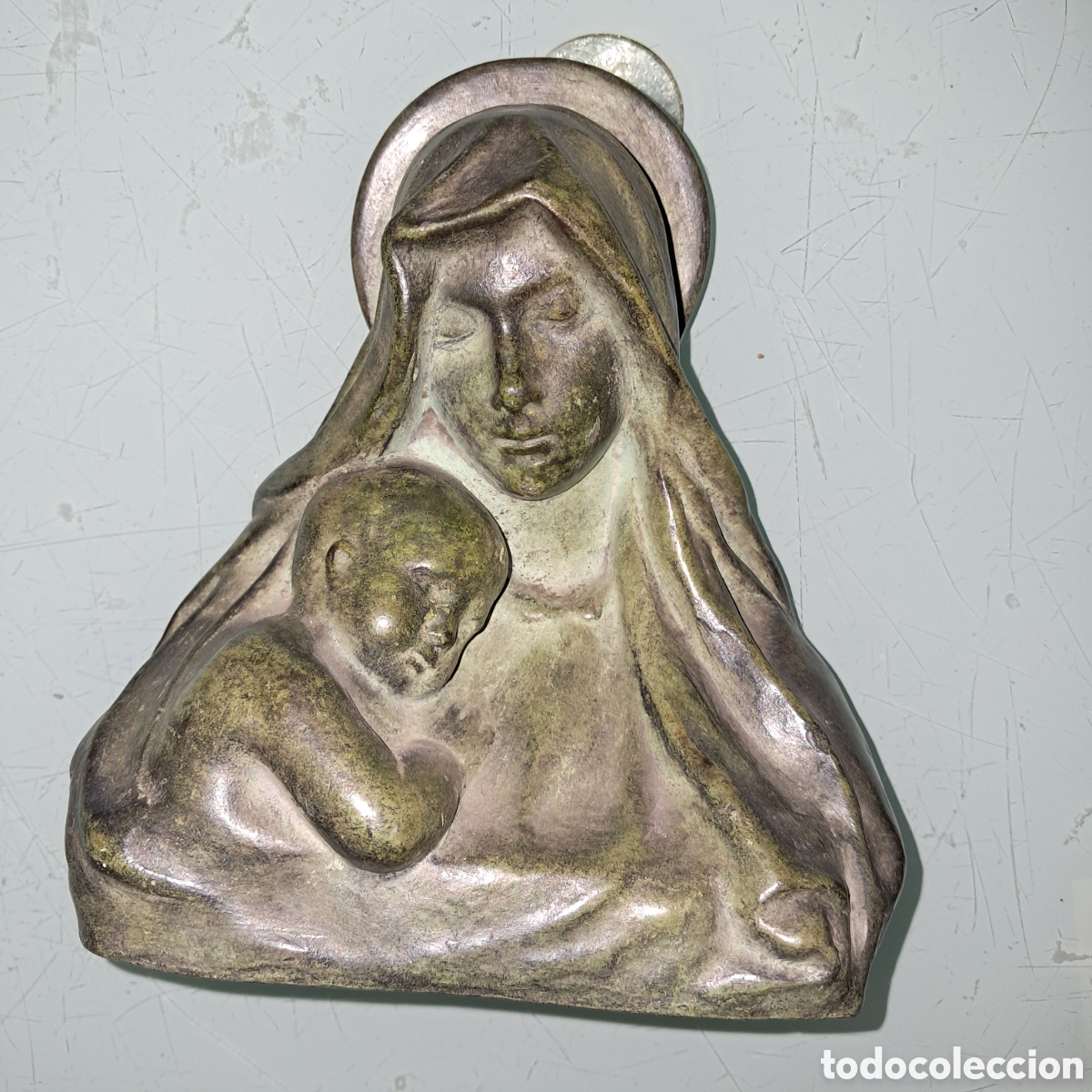 Vintage: Escultura virgen y ni&ntilde;o, 21 cm - Foto 1
