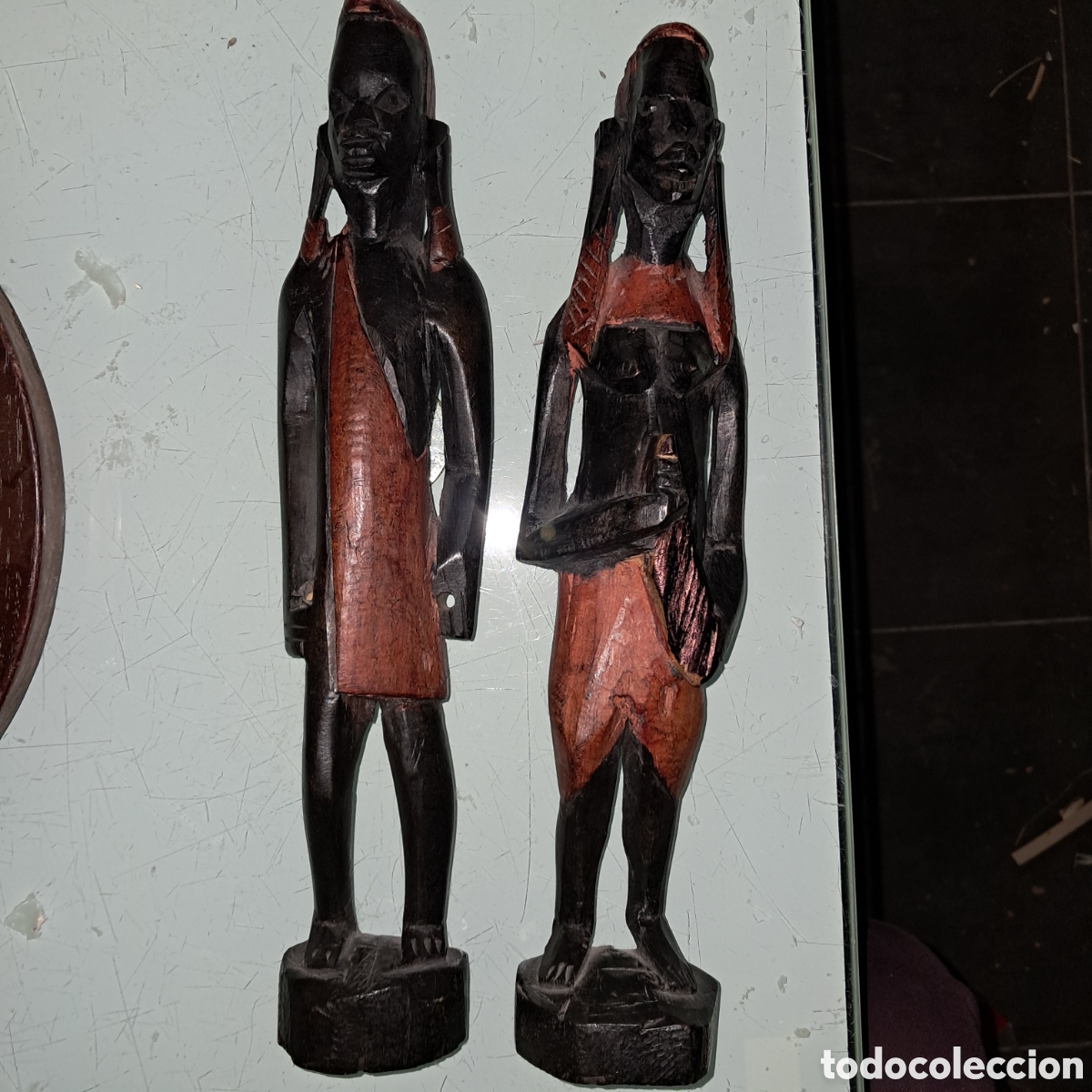 Vintage: Pareja de figuras africanas de madera - Foto 2
