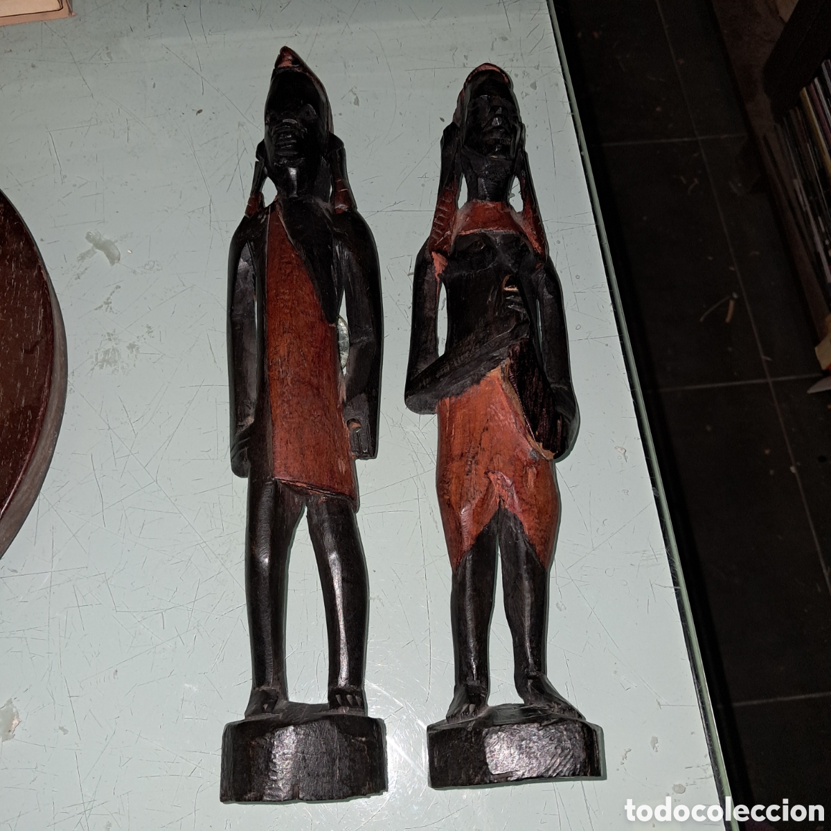 Vintage: Pareja de figuras africanas de madera - Foto 1
