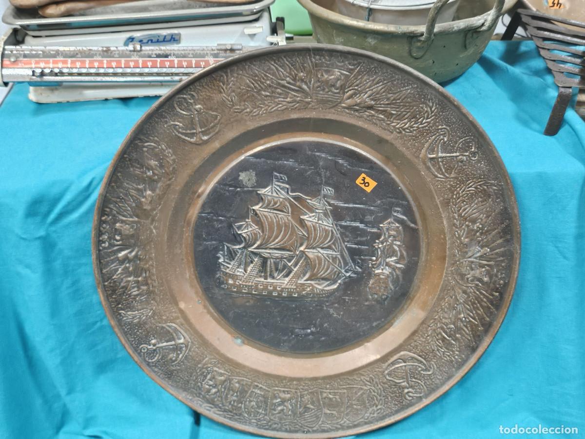 Vintage: plato de cobre barcos - Foto 1
