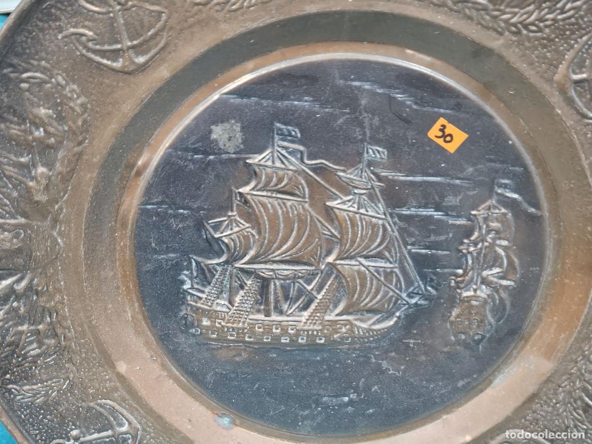 Vintage: plato de cobre barcos - Foto 2