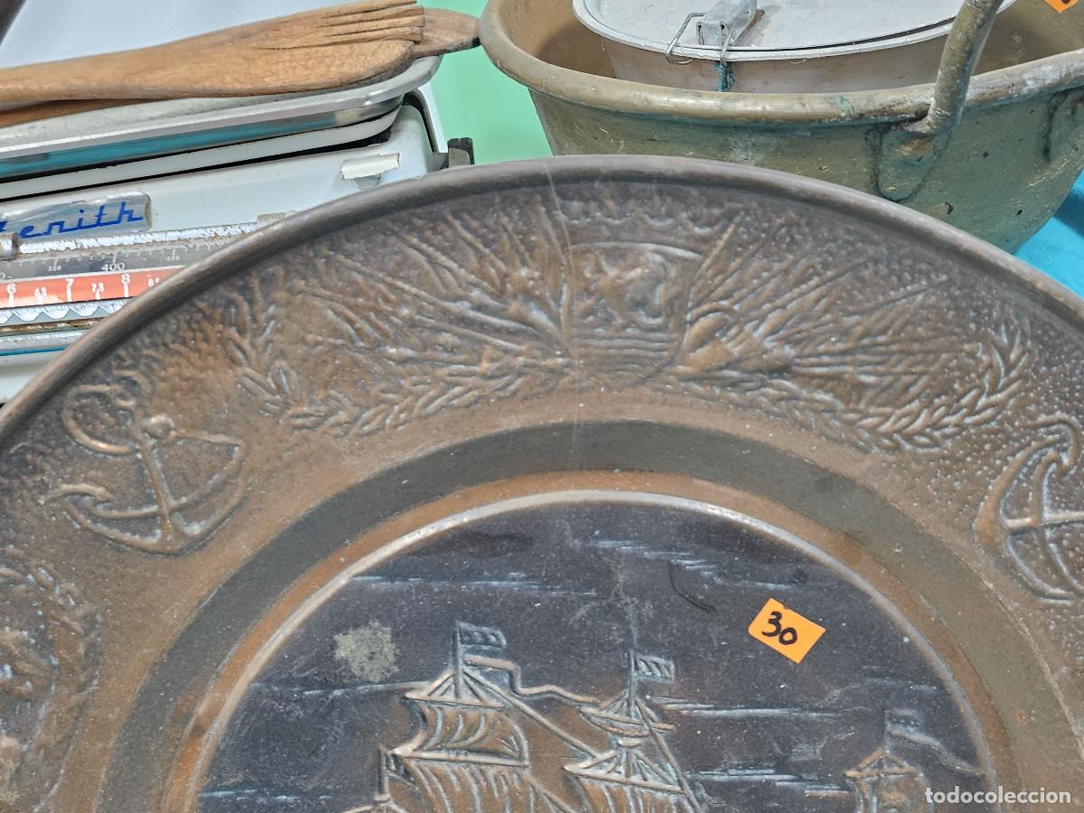 Vintage: plato de cobre barcos - Foto 3