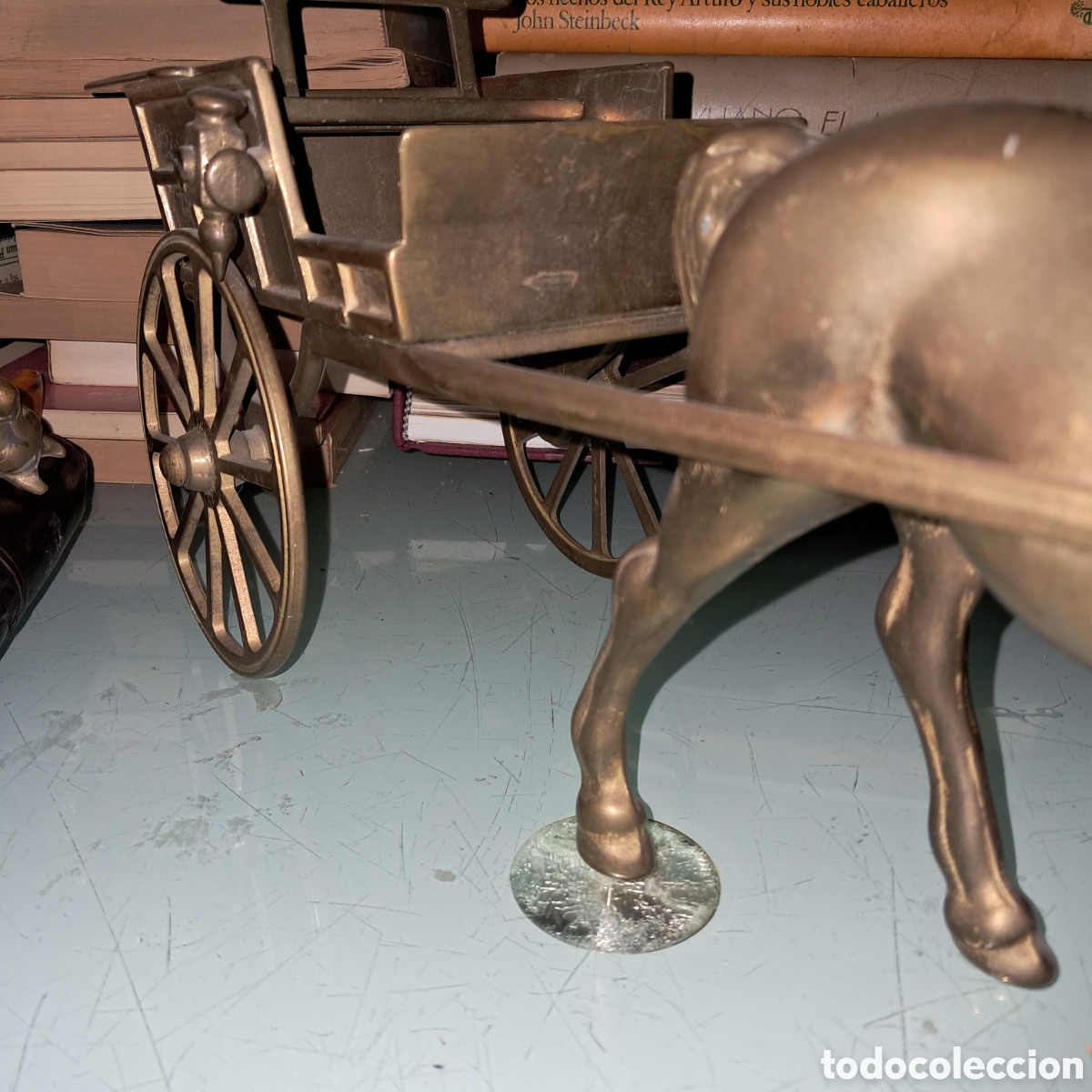 Vintage: Carretera con caballo y carreta de bronce, - Foto 3