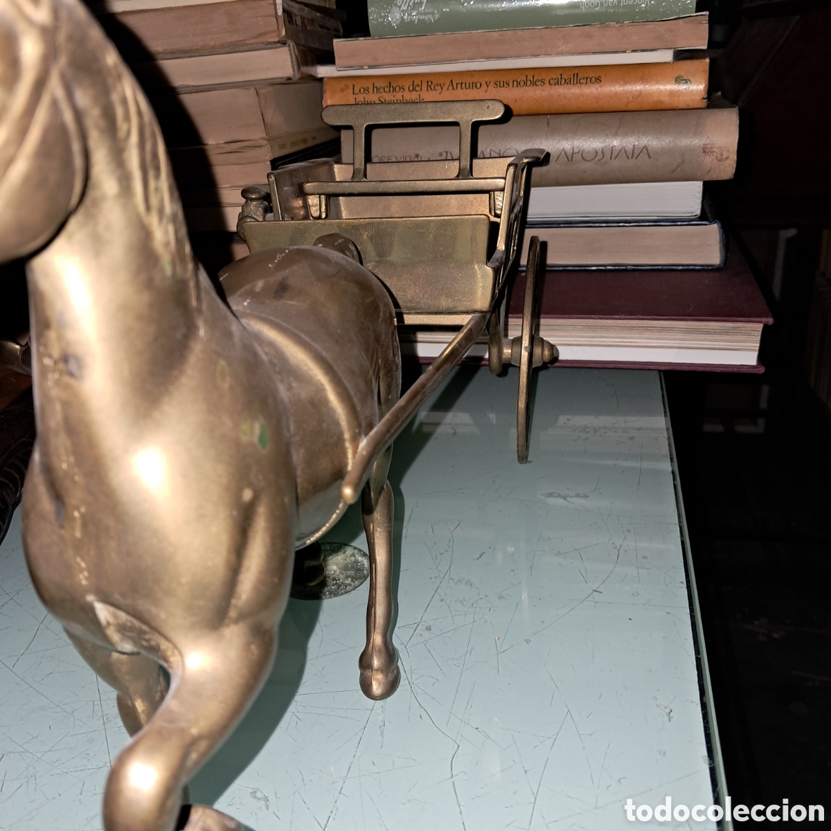 Vintage: Carretera con caballo y carreta de bronce, - Foto 4