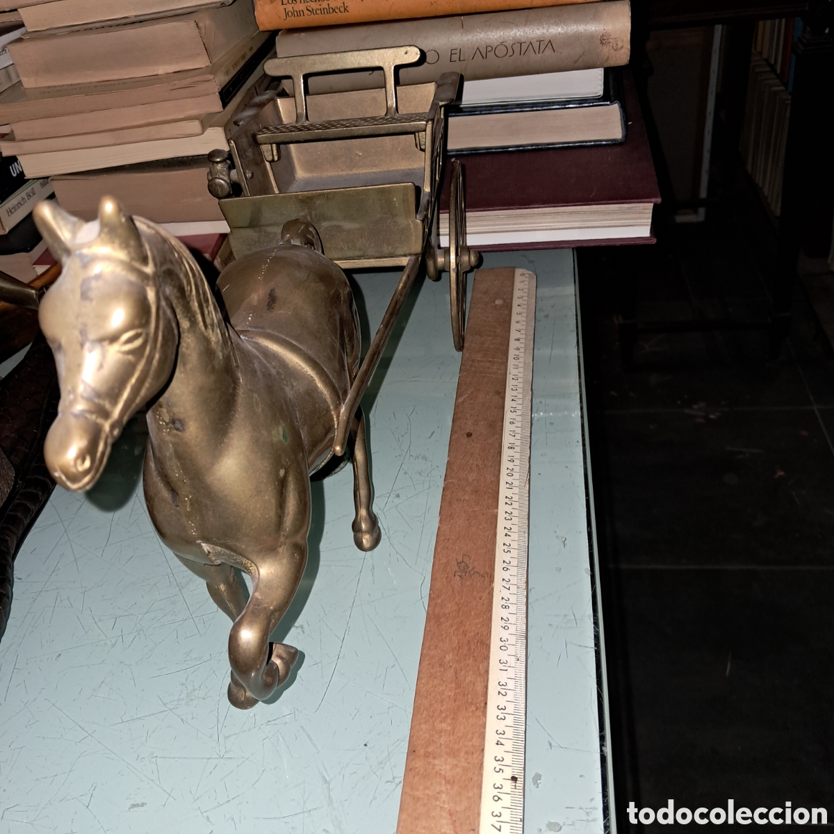 Vintage: Carretera con caballo y carreta de bronce, - Foto 5