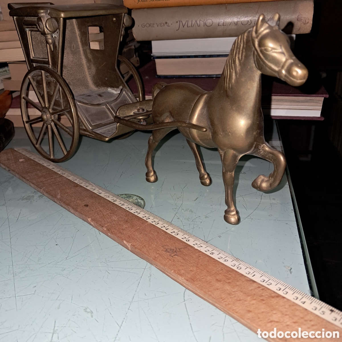 Vintage: Carreta con caballo en bronce - Foto 4
