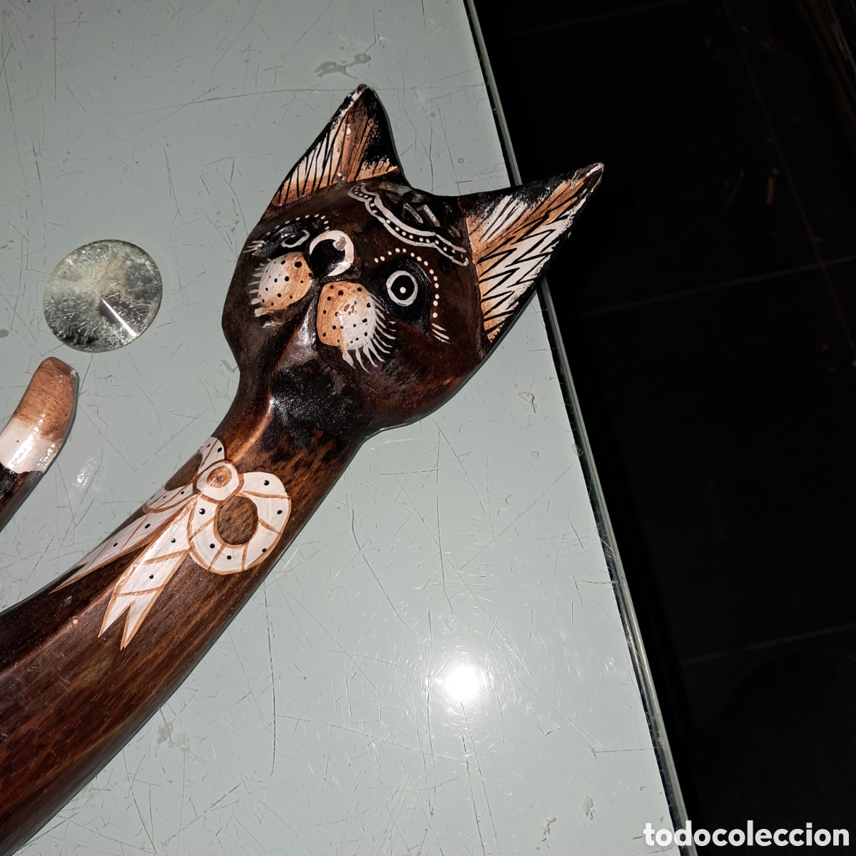 Vintage: Gato tallado en madera, 40 cm - Foto 2