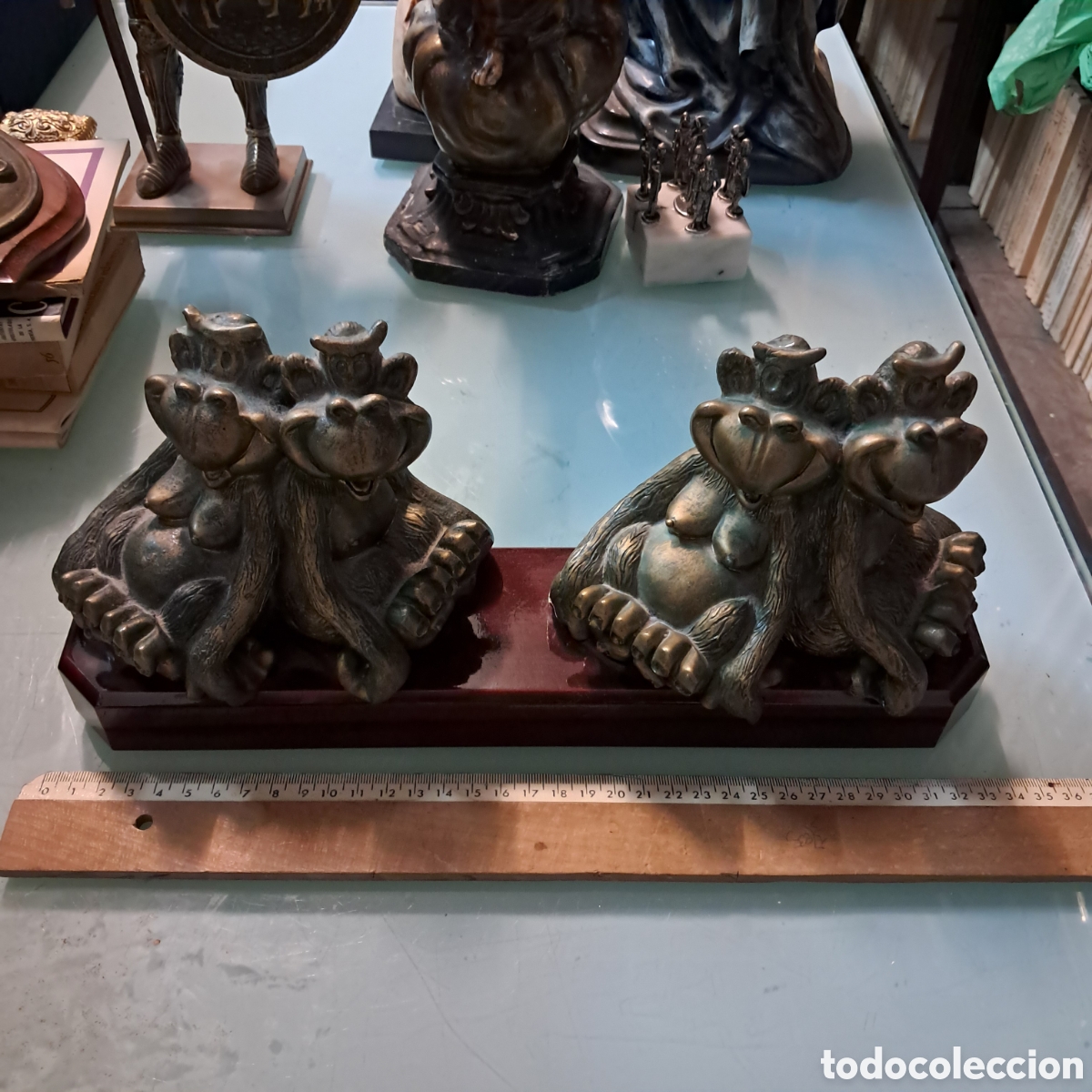 Vintage: Parejas de monos en bronce, 34 cm - Foto 2