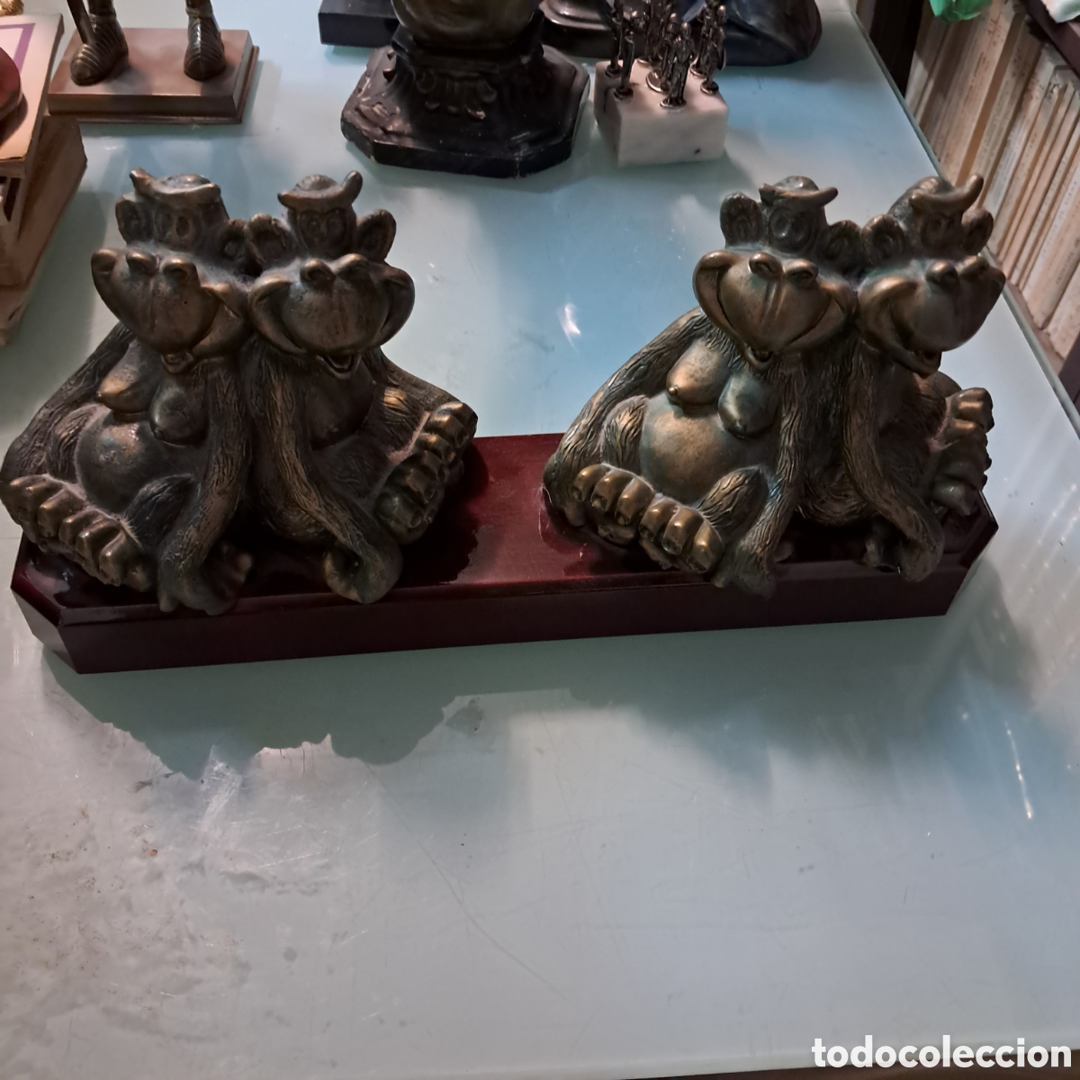 Vintage: Parejas de monos en bronce, 34 cm - Foto 1