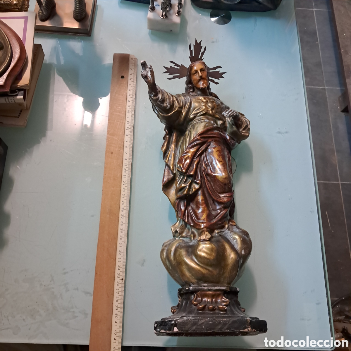 Vintage: Sagrado Coraz&oacute;n de Jes&uacute;s en estuco
