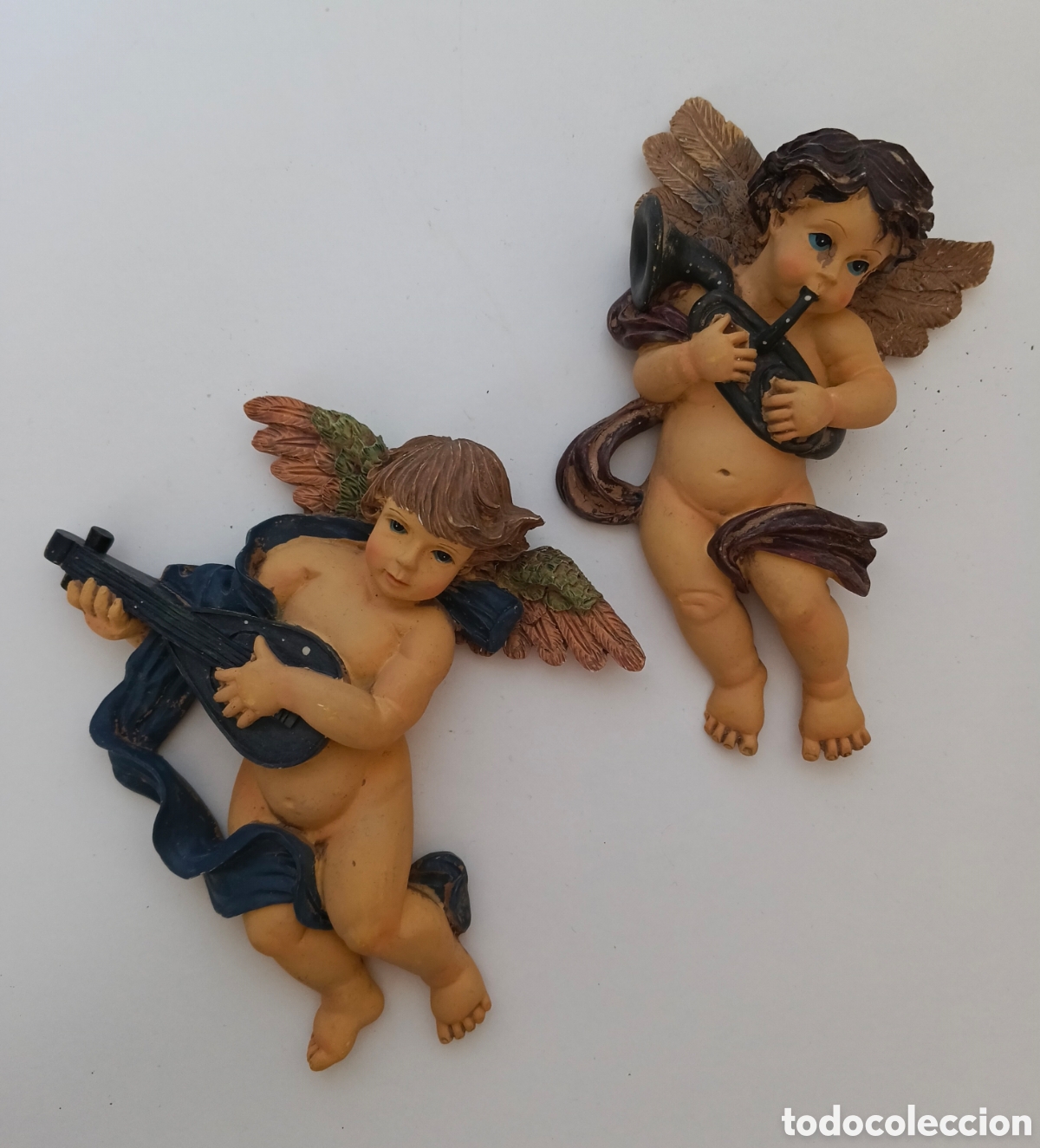 Vintage: Pareja de querubines m&uacute;sicos. - Foto 2