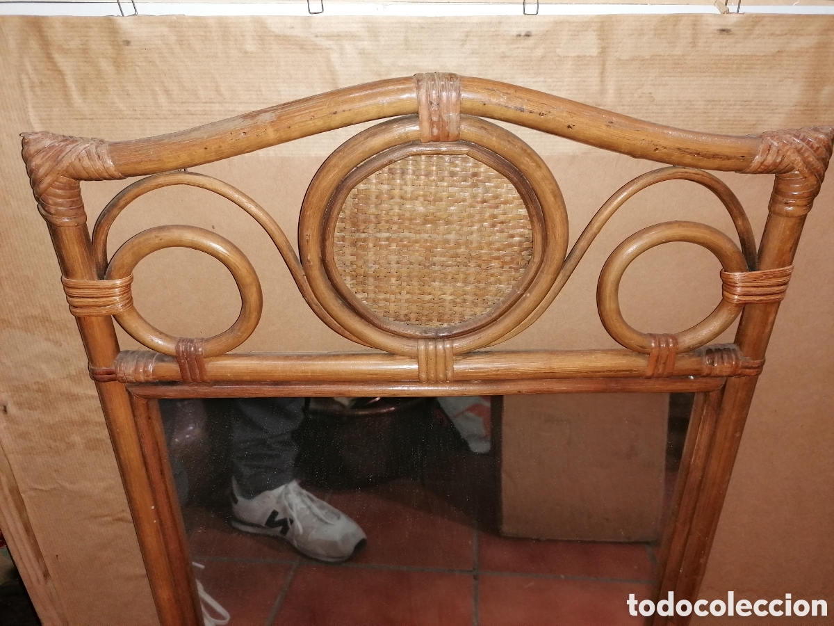 Vintage: Antiguo espejo bamb&uacute;, 1960 - Foto 2