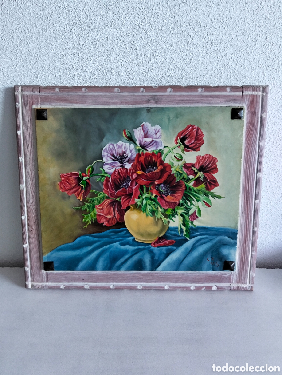 Vintage: Cuadro al &oacute;leo pintado sobre madera - Foto 1