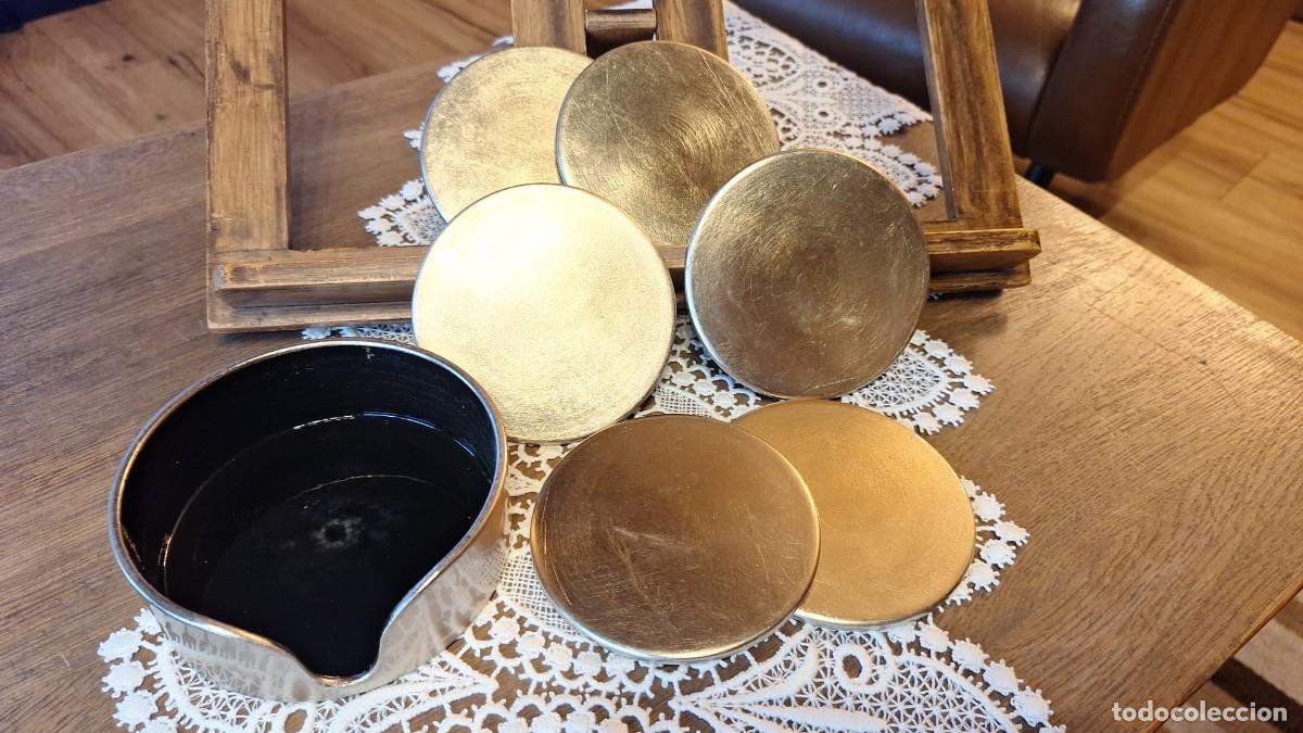 Vintage: 6 Posavasos Oro y Negro en su caja