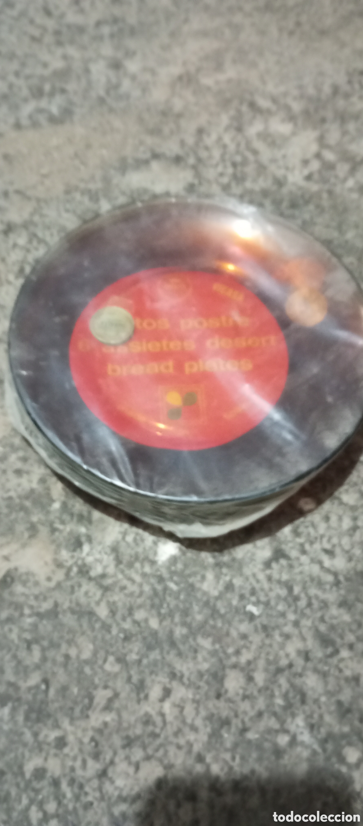 Vintage: Conjunto de 6 platos Duralex postre ambar - Foto 1