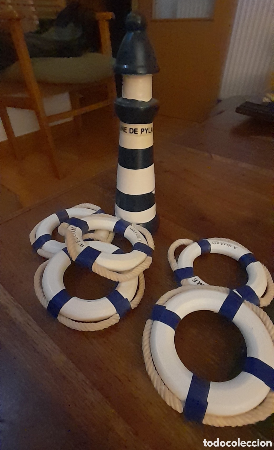 Vintage: Faro de madera con 5 posavasos - Foto 1