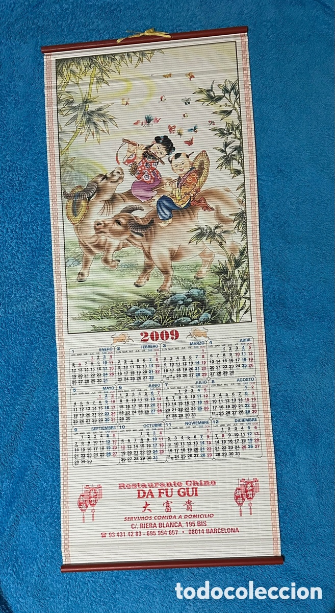 Vintage: ANTIGUO CALENDARIO CHINO DE CA&Ntilde;AMO DE 2009 PARA COLGAR