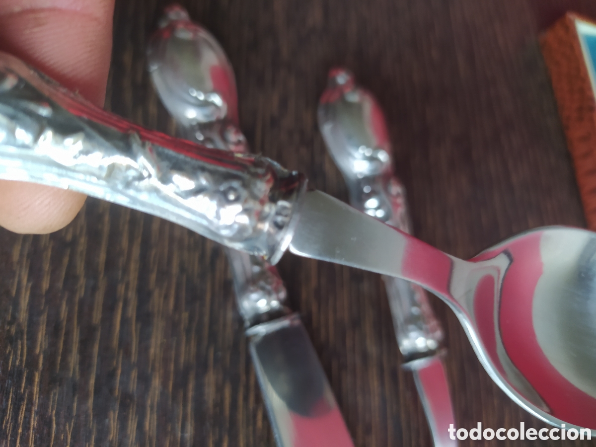 Vintage: Cubiertos de bautizo mangos de plata - Foto 3