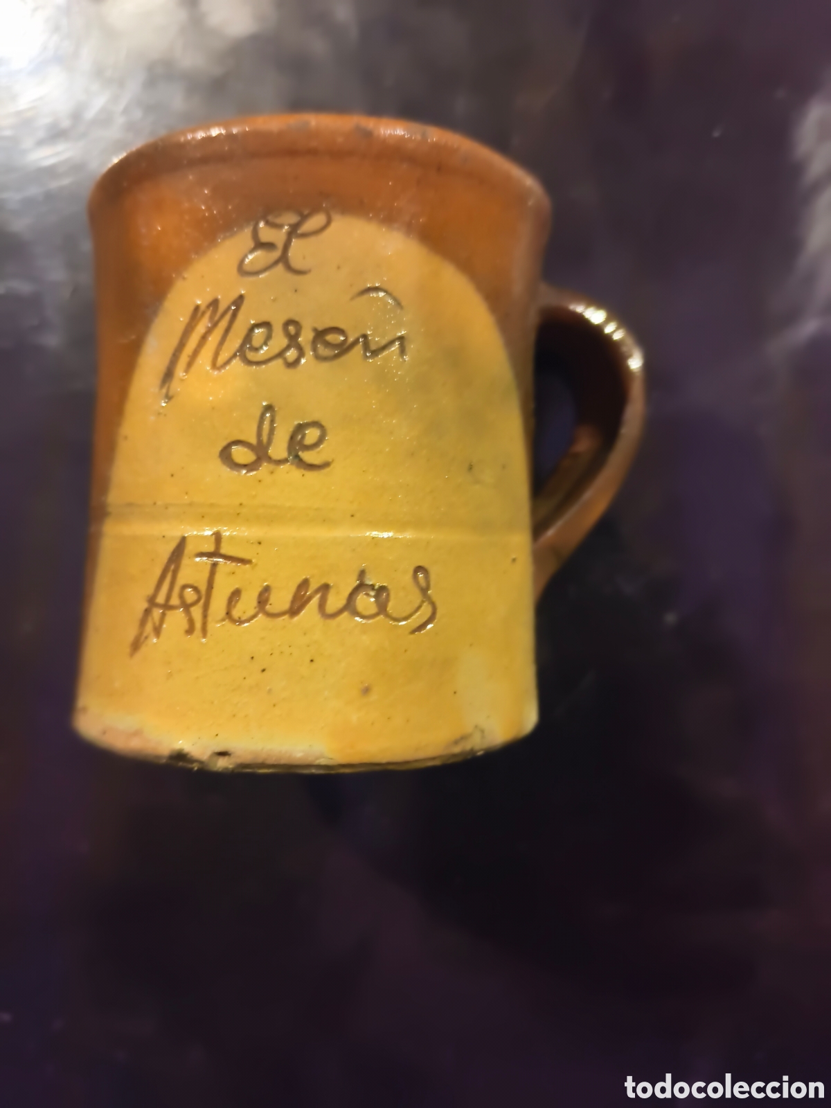 Vintage: Antigua jarra vino de barro bar restaurante el mes&oacute;n de Asturias